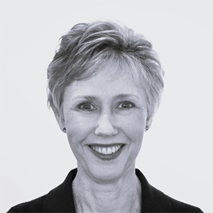 Black and white square portrait of Anne Halbert