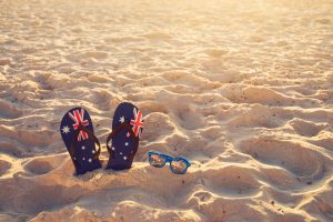 Australian flag shoes on the beach