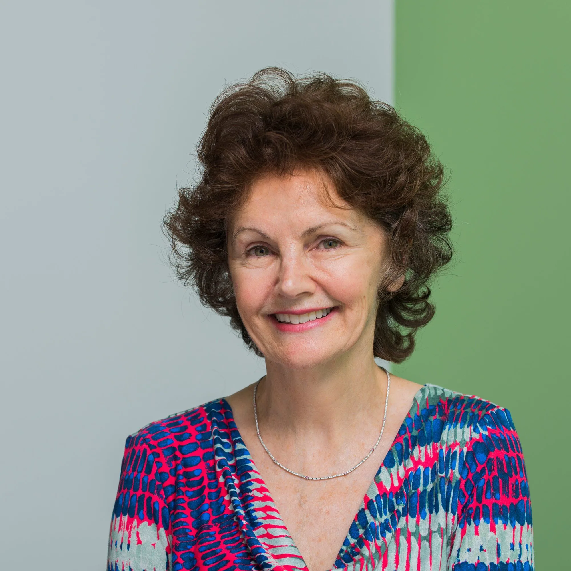 Black and white square portrait of Clare Tait